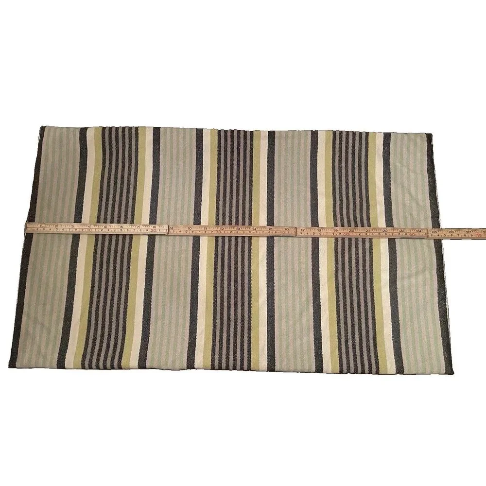 Set IKEA RAGNBORG Striped Lumbar Pillow Rectangle Covers Green Grey Earthy MCM